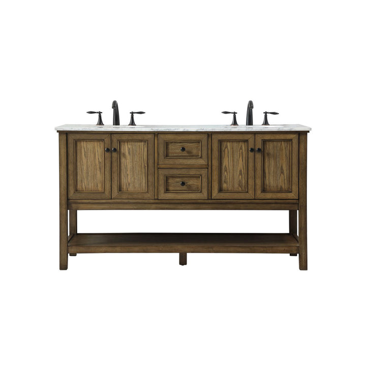 60 Inch Double Bathroom Vanity In Driftwood - View 3 - Joshua Marshal