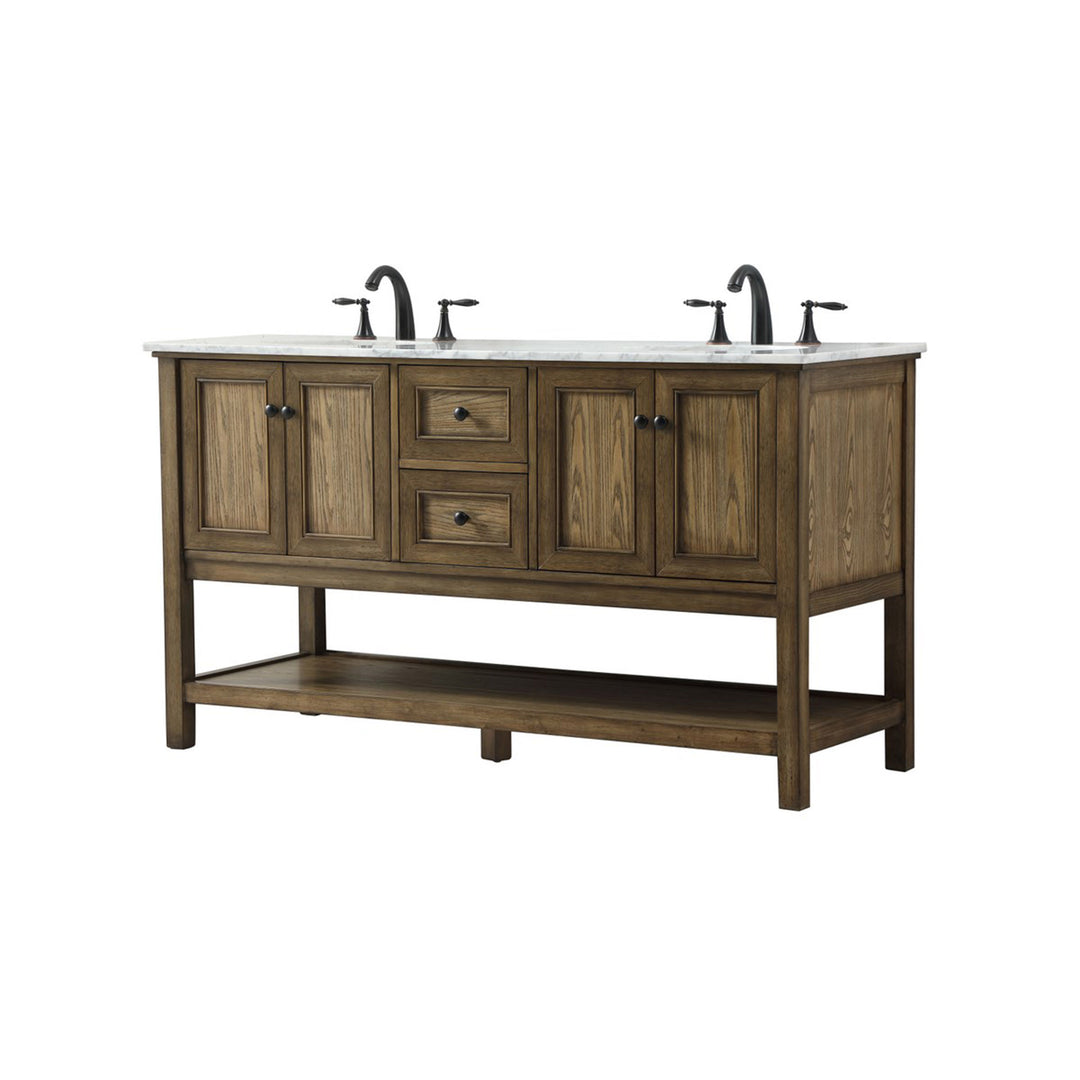 60 Inch Double Bathroom Vanity In Driftwood - View 4 - Joshua Marshal