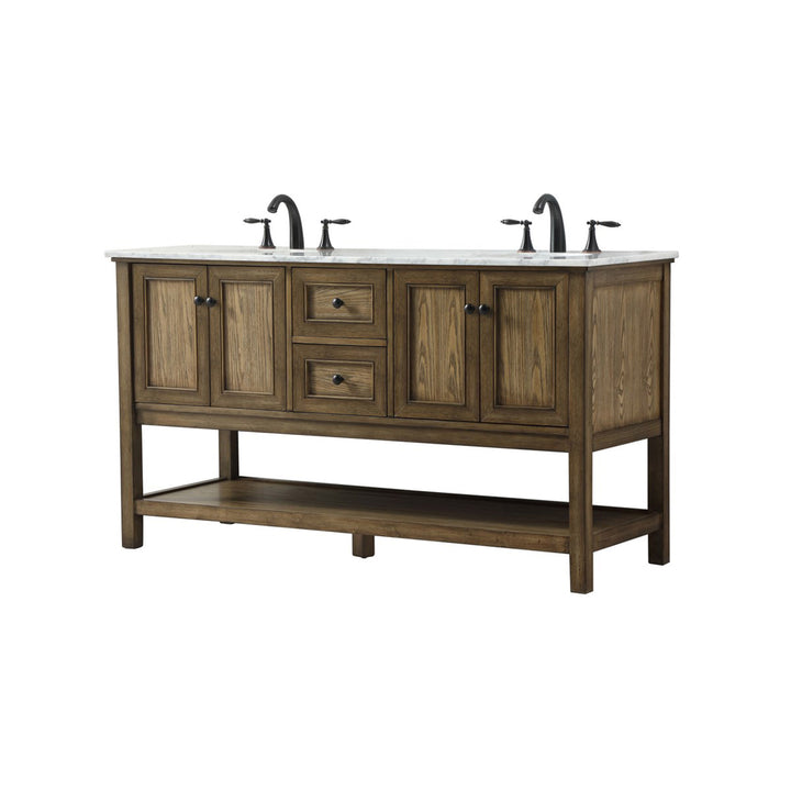 60 Inch Double Bathroom Vanity In Driftwood - View 4 - Joshua Marshal
