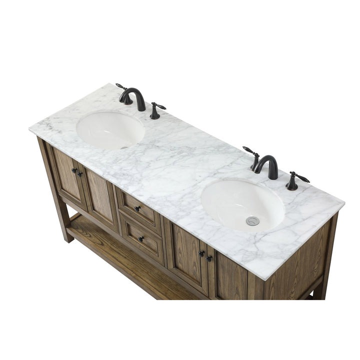 60 Inch Double Bathroom Vanity In Driftwood - View 6 - Joshua Marshal