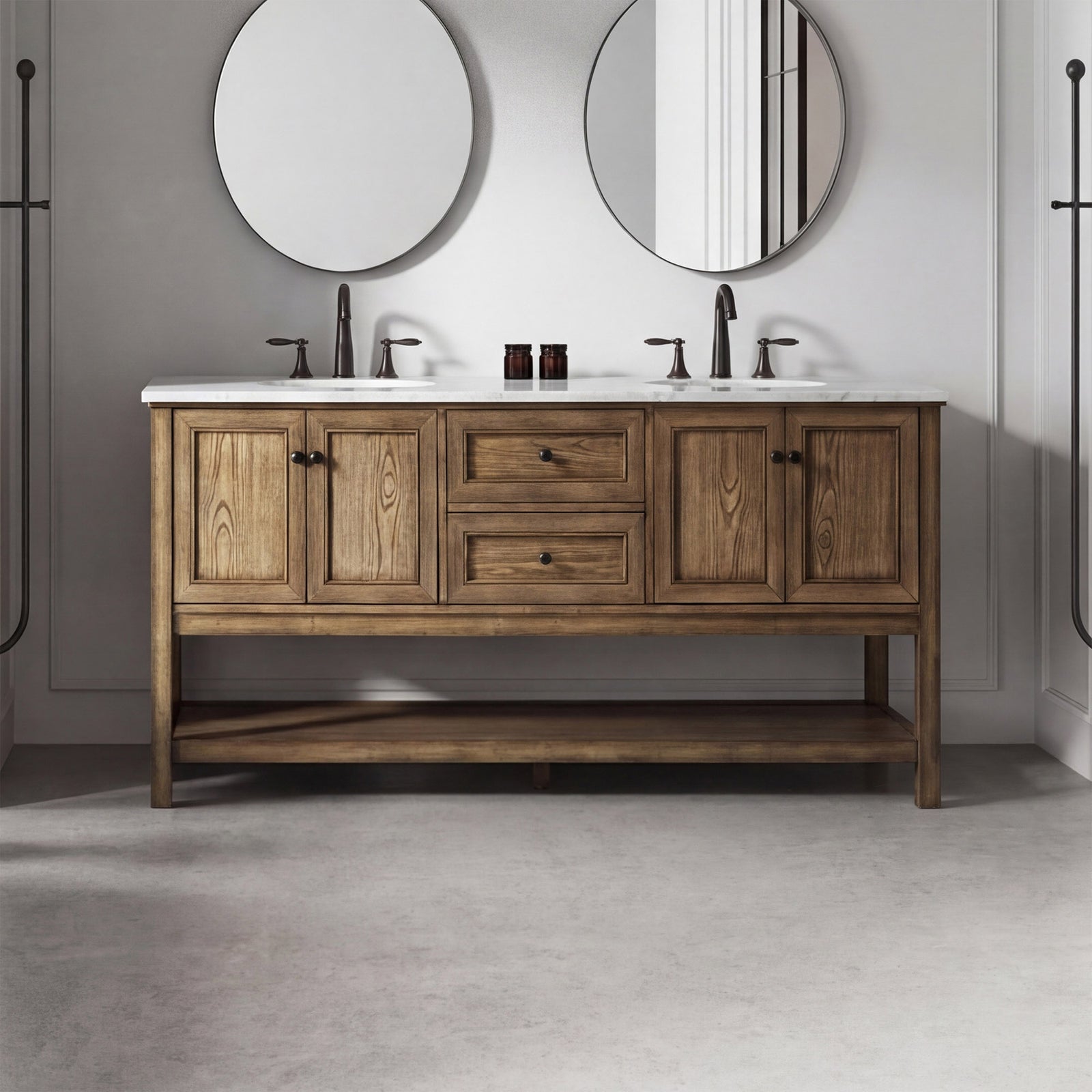 72 Inch Double Bathroom Vanity In Driftwood Driftwood Finish - KITCHEN & BATH by Joshua Marshal