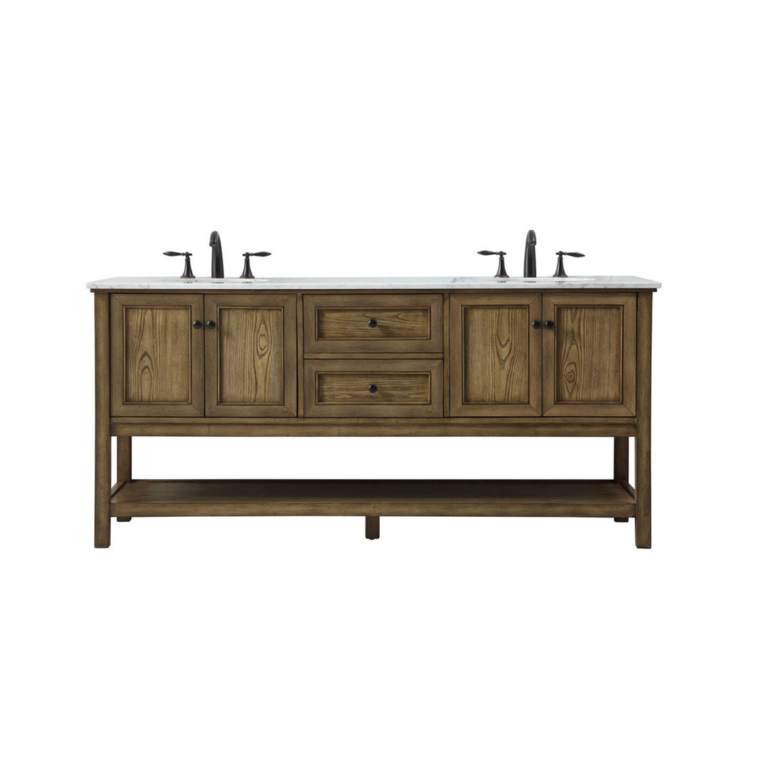 72 Inch Double Bathroom Vanity In Driftwood - View 3 - Joshua Marshal
