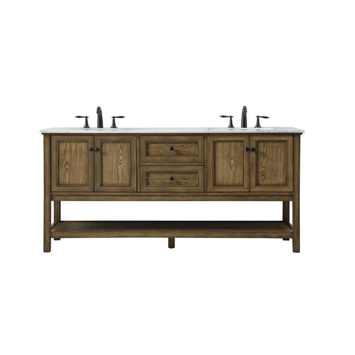 72 Inch Double Bathroom Vanity In Driftwood - View 3 - Joshua Marshal