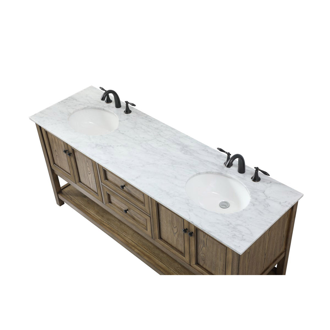 72 Inch Double Bathroom Vanity In Driftwood - View 4 - Joshua Marshal