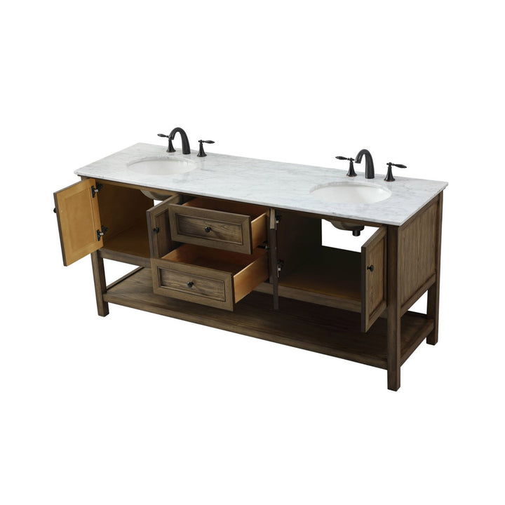 72 Inch Double Bathroom Vanity In Driftwood - View 5 - Joshua Marshal