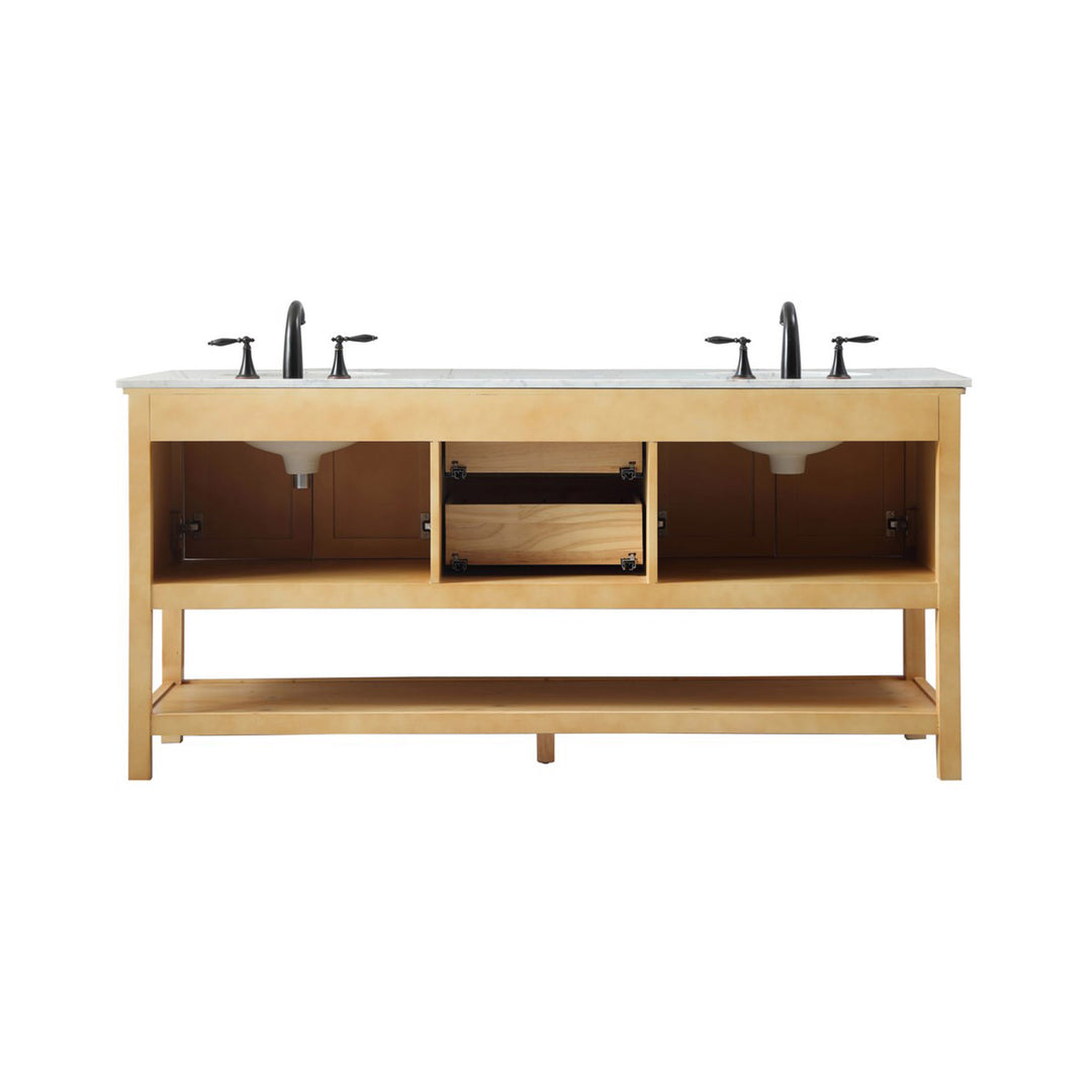 72 Inch Double Bathroom Vanity In Natural Wood - View 6 - Joshua Marshal