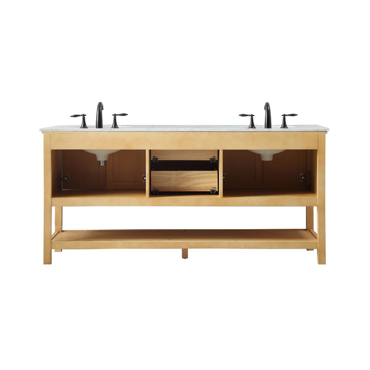 72 Inch Double Bathroom Vanity In Natural Wood - View 6 - Joshua Marshal
