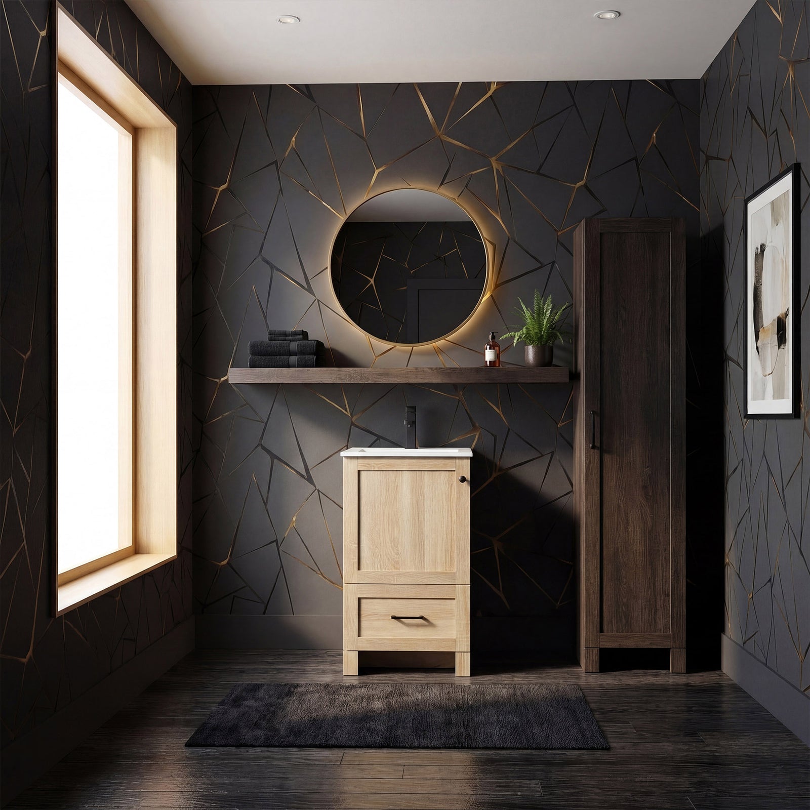 18 Inch Single Bathroom Vanity In Mango Wood - View 2 - Joshua Marshal