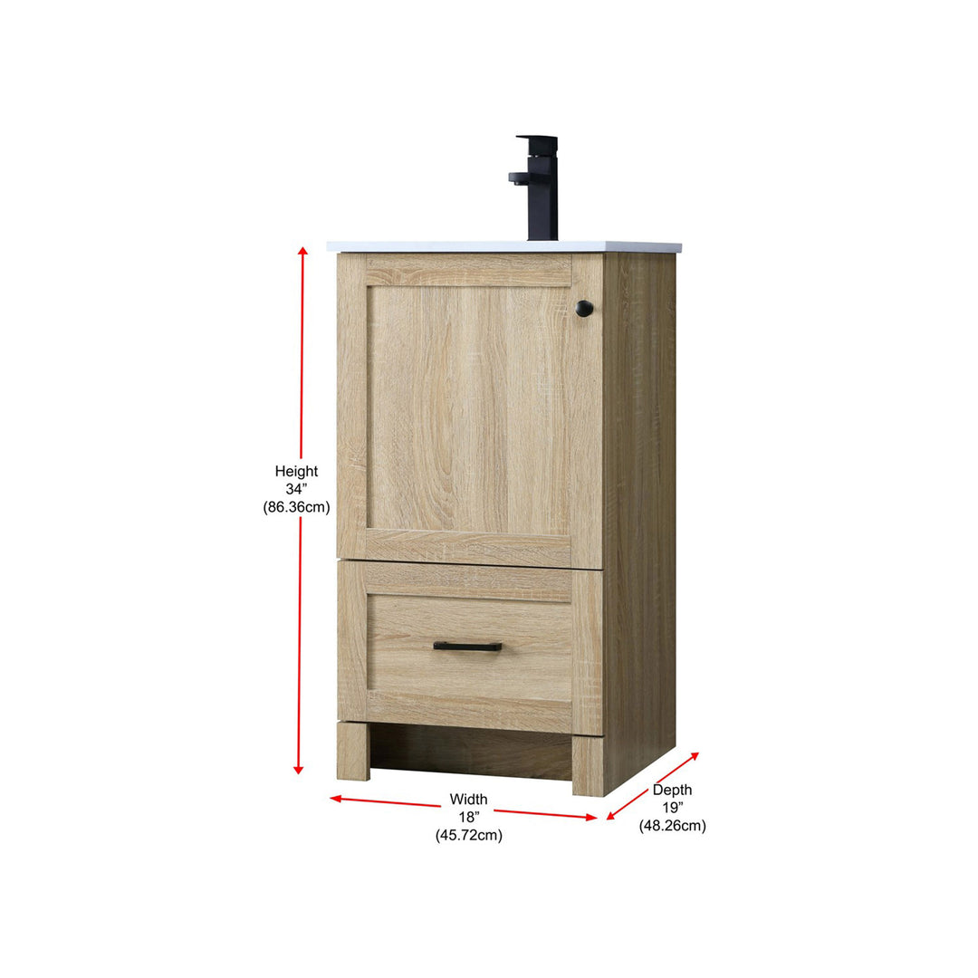 18 Inch Single Bathroom Vanity In Mango Wood - View 4 - Joshua Marshal