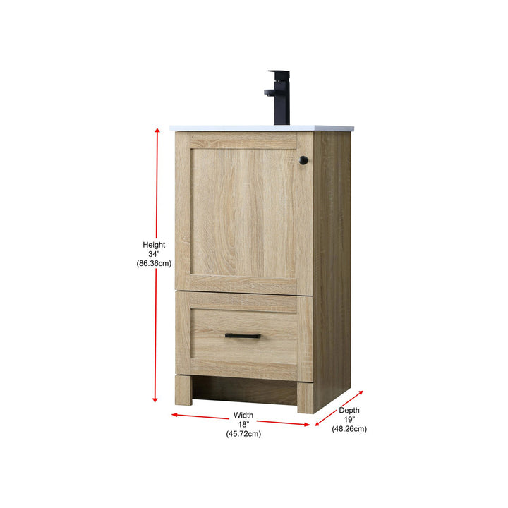18 Inch Single Bathroom Vanity In Mango Wood - View 4 - Joshua Marshal