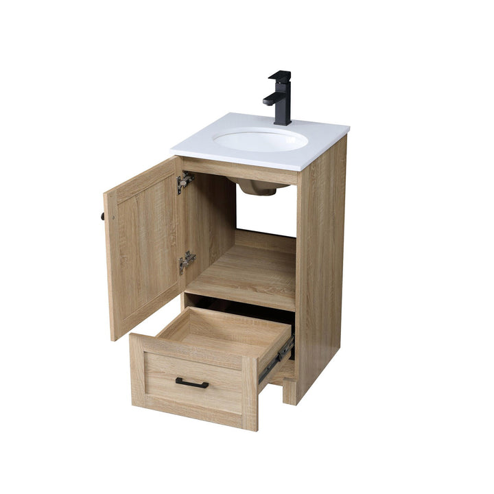 18 Inch Single Bathroom Vanity In Mango Wood - View 5 - Joshua Marshal