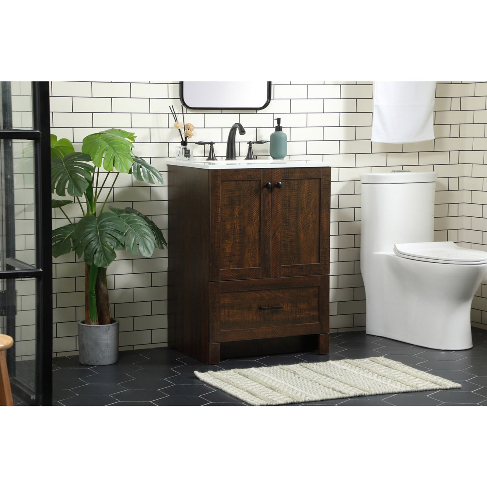 24 Inch Single Bathroom Vanity In Expresso - View 2 - Joshua Marshal