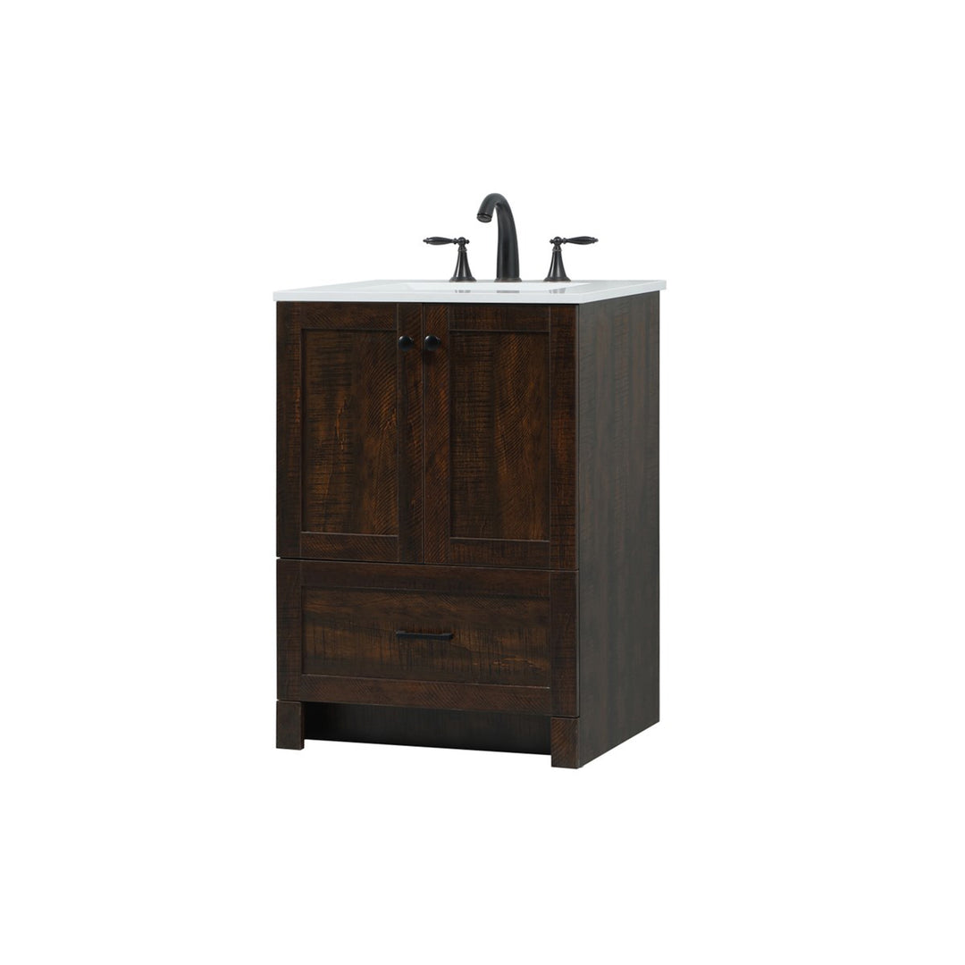 24 Inch Single Bathroom Vanity In Expresso - View 3 - Joshua Marshal