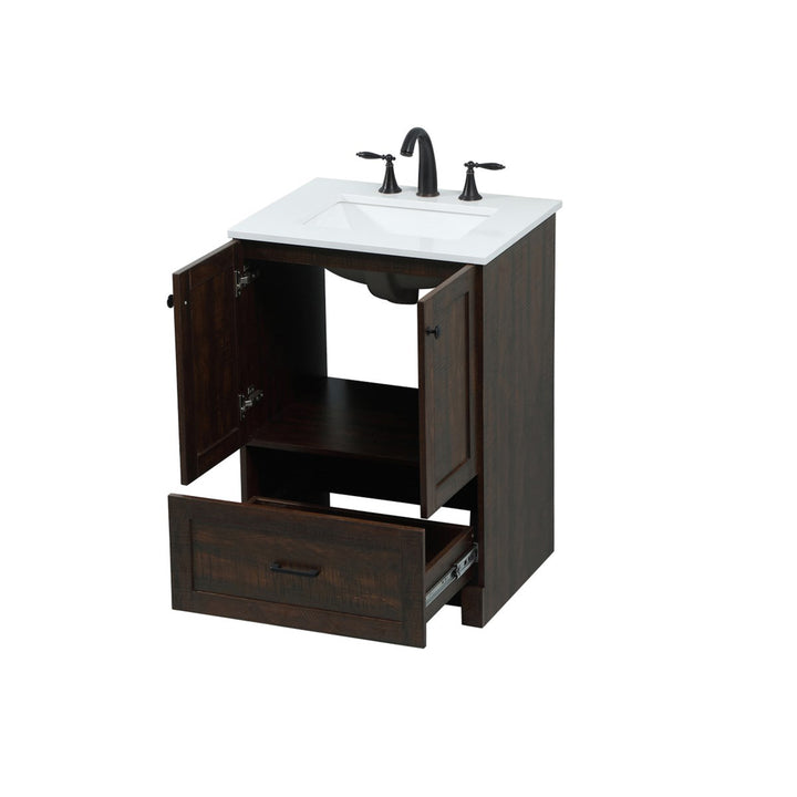 24 Inch Single Bathroom Vanity In Expresso - View 5 - Joshua Marshal
