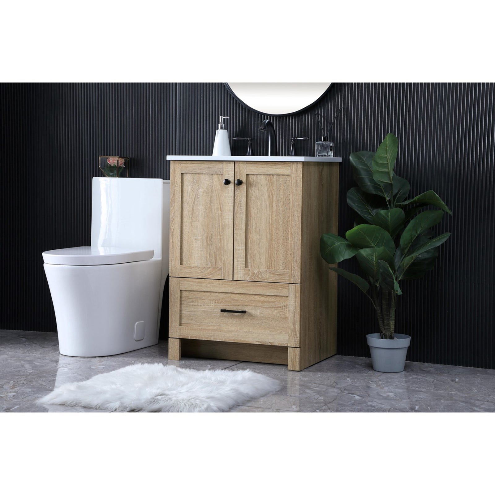 24 Inch Single Bathroom Vanity In Mango Wood - View 2 - Joshua Marshal