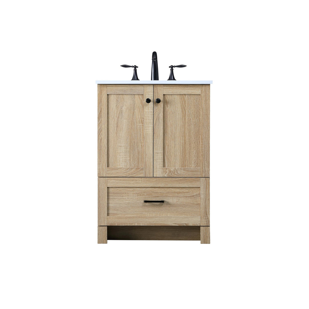 24 Inch Single Bathroom Vanity In Mango Wood - View 3 - Joshua Marshal