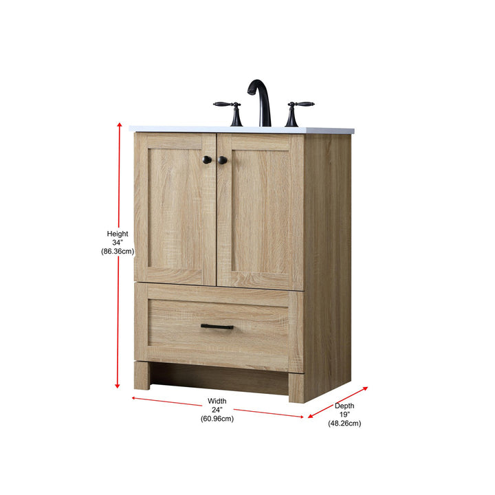 24 Inch Single Bathroom Vanity In Mango Wood - View 6 - Joshua Marshal