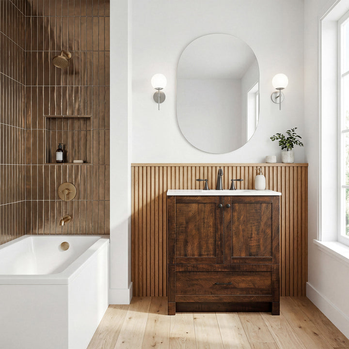 30 Inch Single Bathroom Vanity In Expresso - View 2 - Joshua Marshal