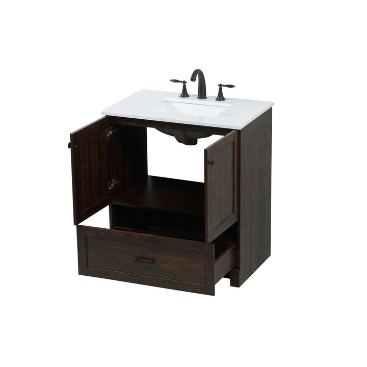 30 Inch Single Bathroom Vanity In Expresso - View 5 - Joshua Marshal