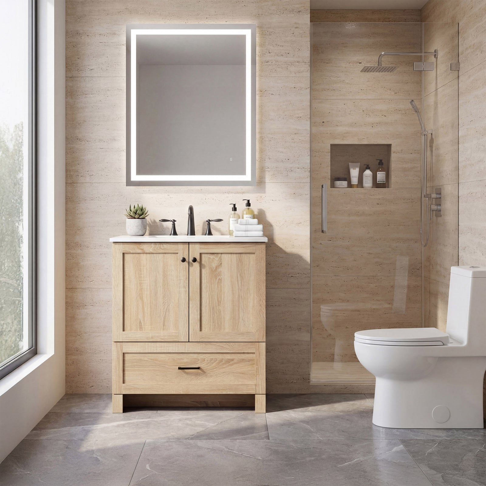 30 Inch Single Bathroom Vanity In Mango Wood - View 2 - Joshua Marshal