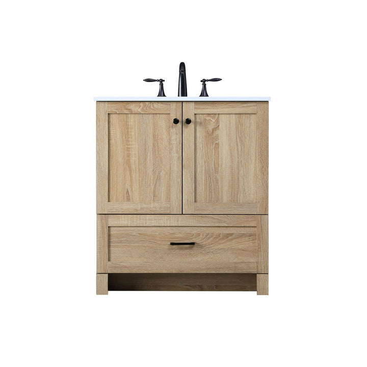30 Inch Single Bathroom Vanity In Mango Wood - View 3 - Joshua Marshal