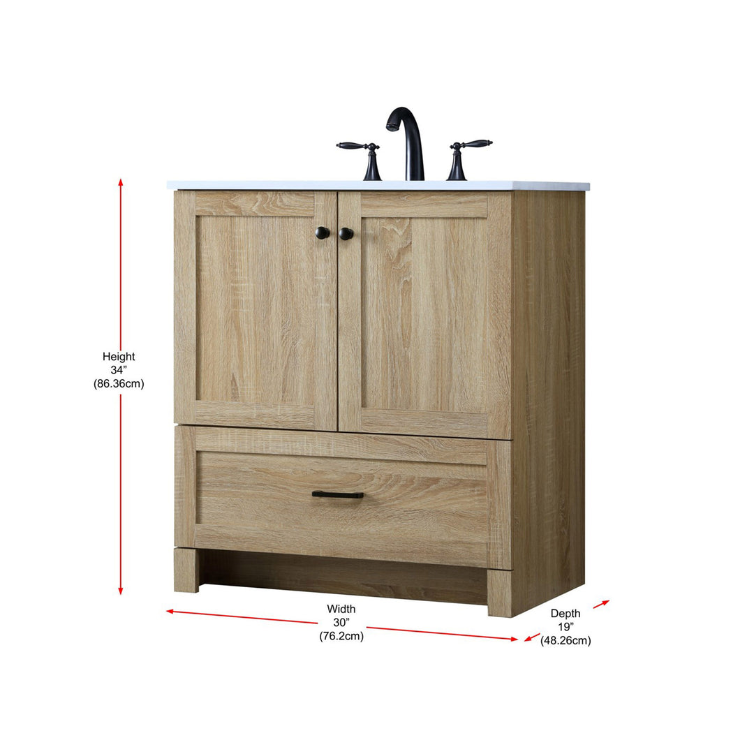 30 Inch Single Bathroom Vanity In Mango Wood - View 4 - Joshua Marshal