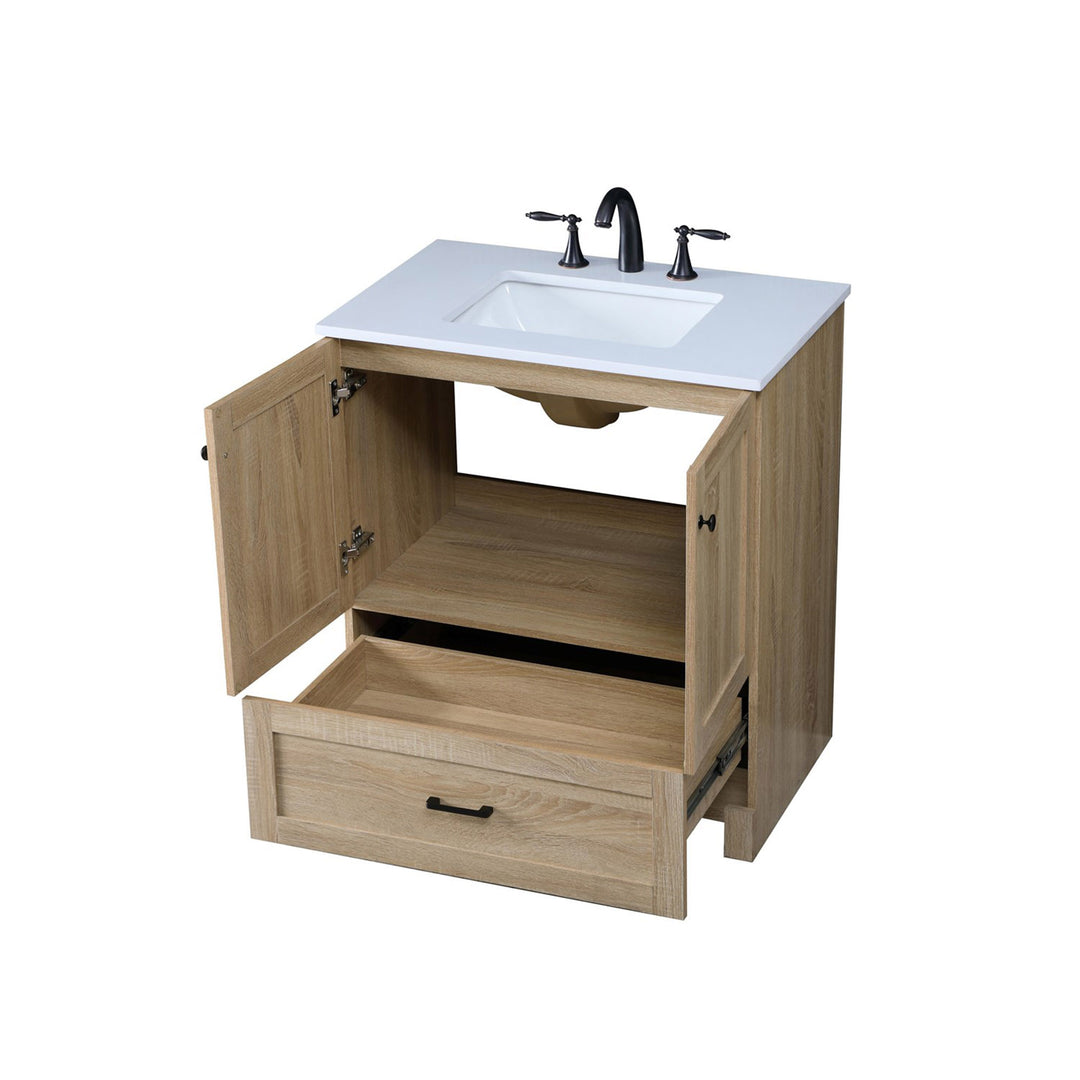 30 Inch Single Bathroom Vanity In Mango Wood - View 5 - Joshua Marshal