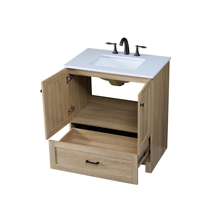 30 Inch Single Bathroom Vanity In Mango Wood - View 5 - Joshua Marshal