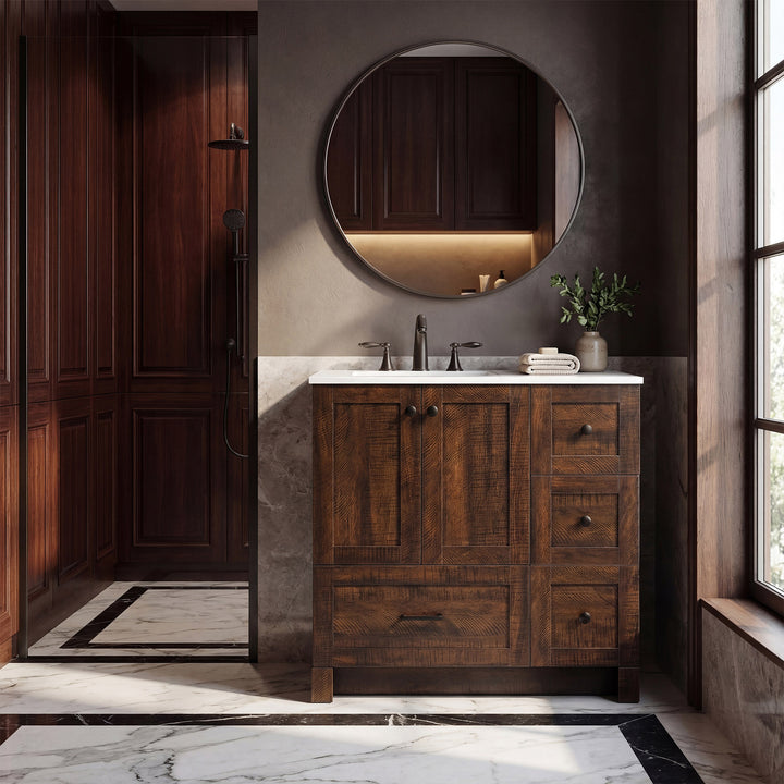 32 Inch Single Bathroom Vanity In Expresso - View 2 - Joshua Marshal