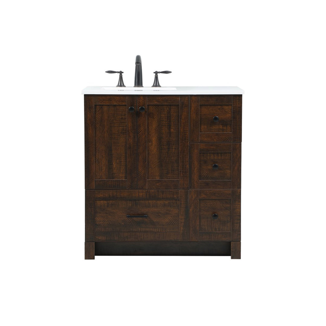 32 Inch Single Bathroom Vanity In Expresso - View 3 - Joshua Marshal