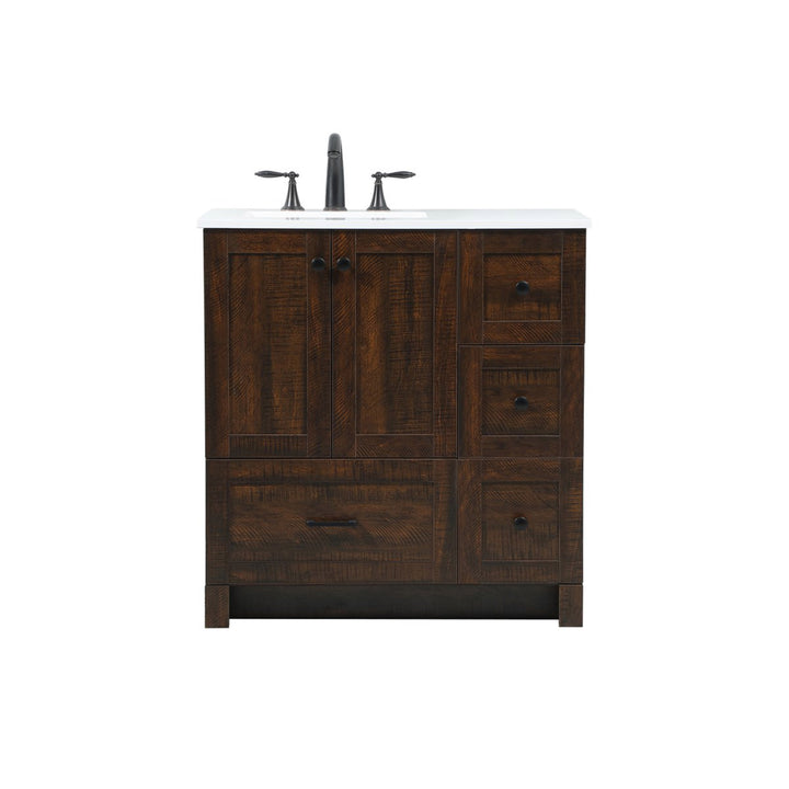 32 Inch Single Bathroom Vanity In Expresso - View 3 - Joshua Marshal