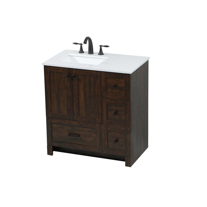 32 Inch Single Bathroom Vanity In Expresso - View 4 - Joshua Marshal