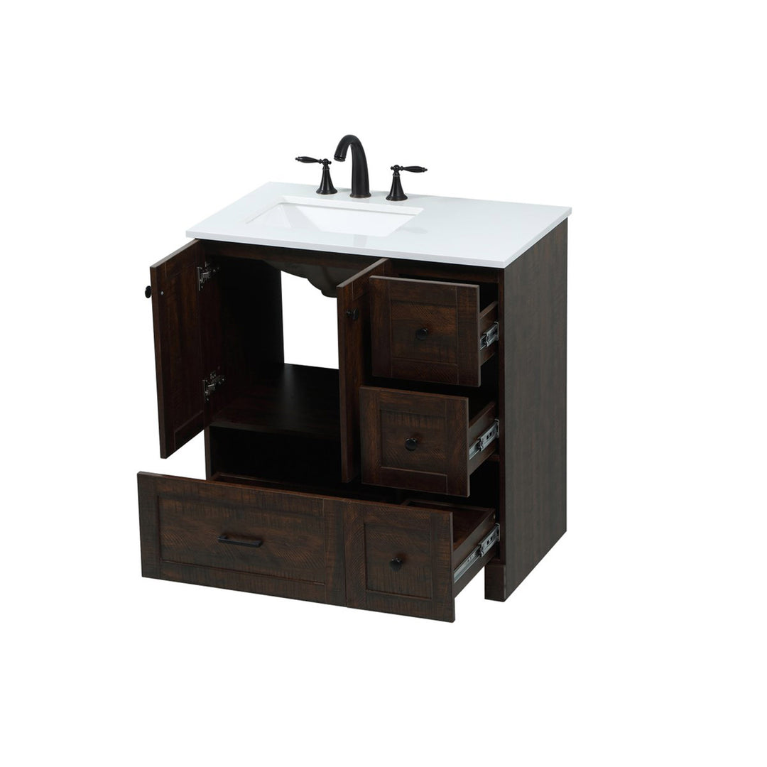 32 Inch Single Bathroom Vanity In Expresso - View 5 - Joshua Marshal