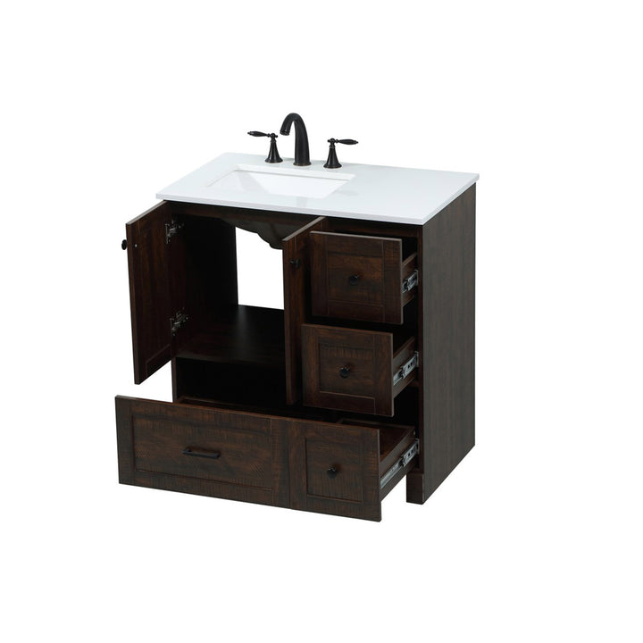 32 Inch Single Bathroom Vanity In Expresso - View 5 - Joshua Marshal