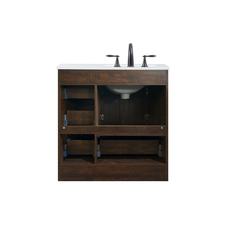 32 Inch Single Bathroom Vanity In Expresso - View 6 - Joshua Marshal