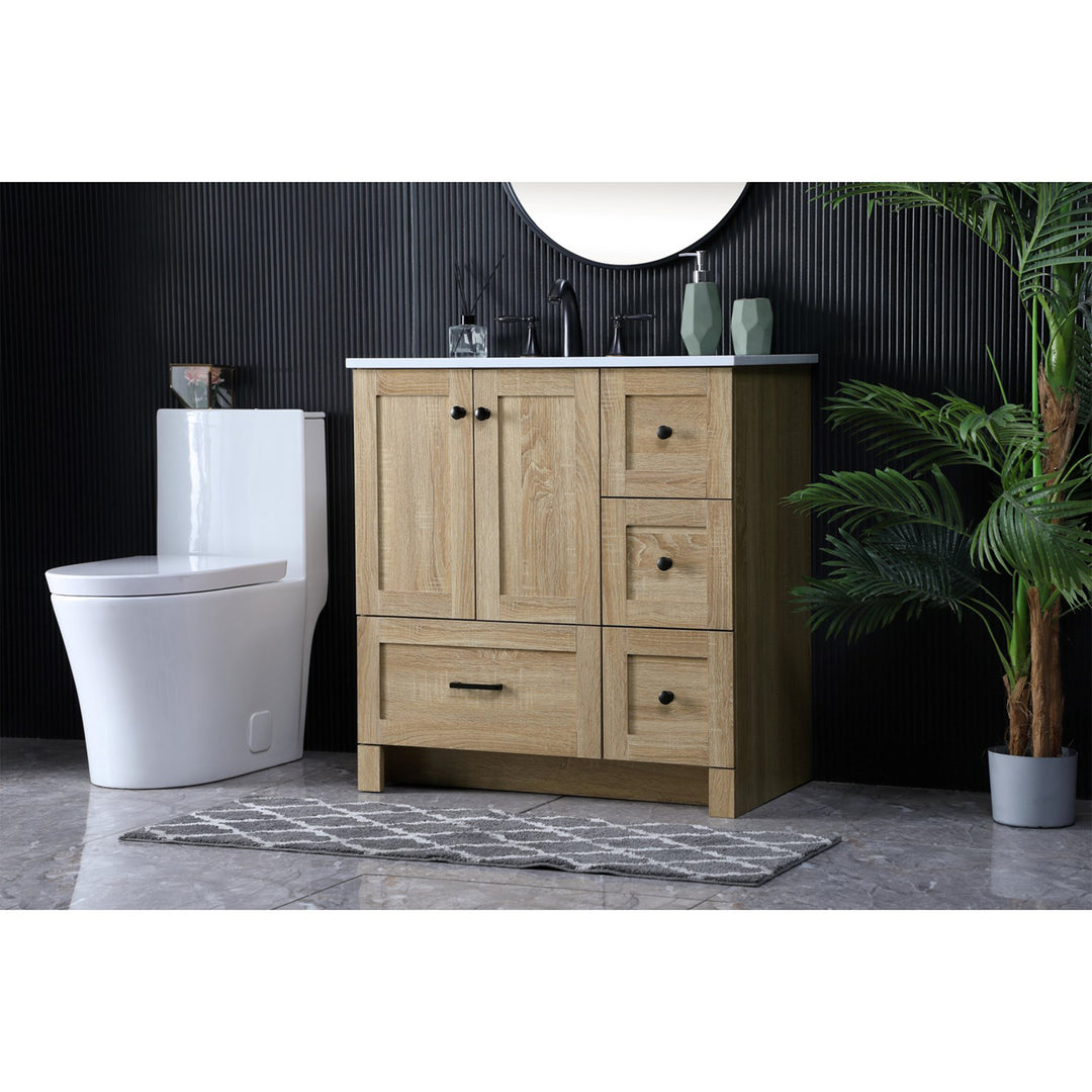 32 Inch Single Bathroom Vanity In Mango Wood - View 2 - Joshua Marshal