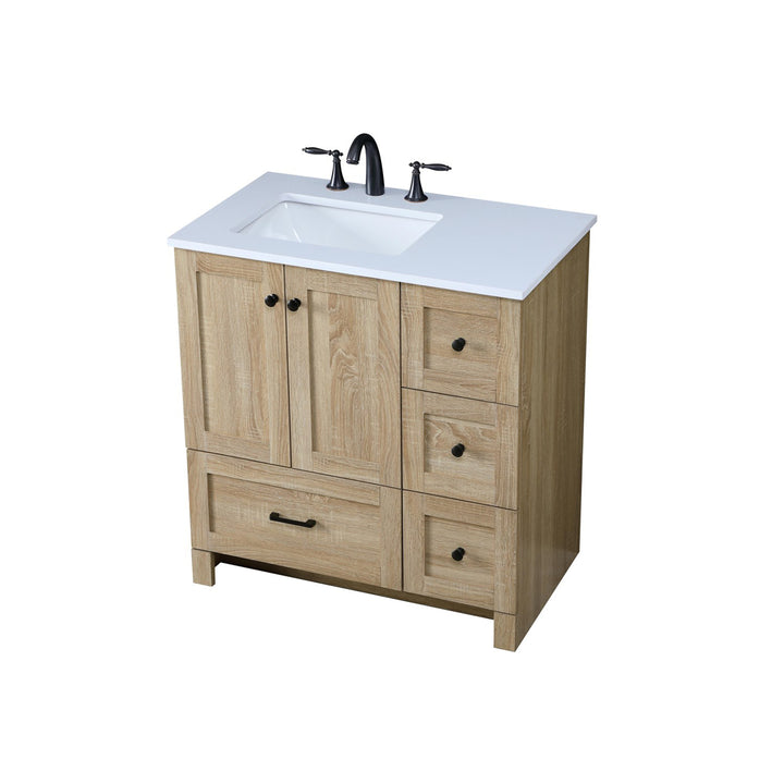 32 Inch Single Bathroom Vanity In Mango Wood - View 3 - Joshua Marshal
