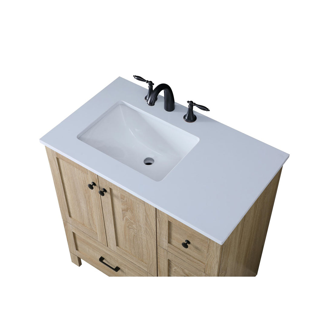 32 Inch Single Bathroom Vanity In Mango Wood - View 5 - Joshua Marshal