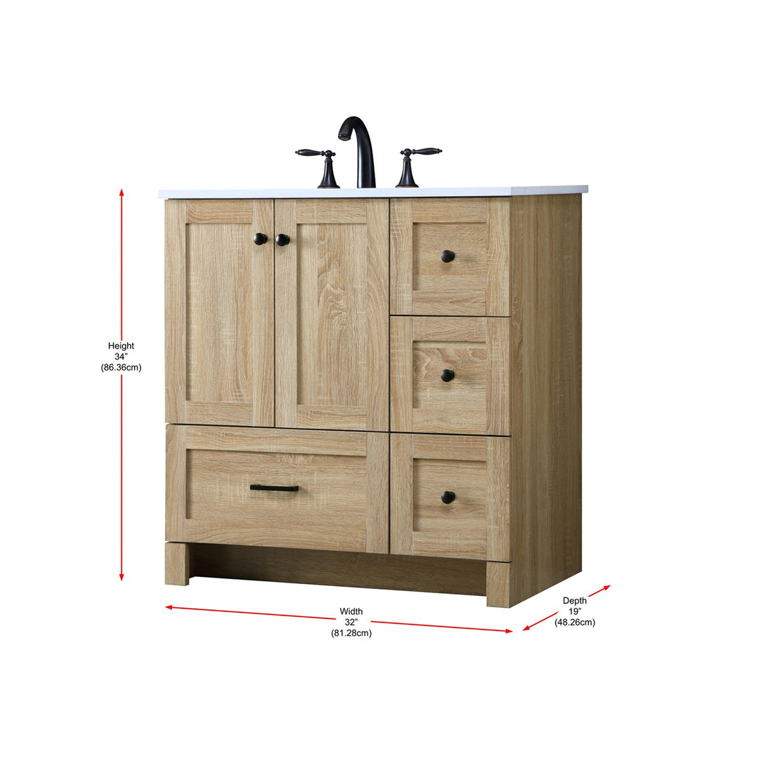 32 Inch Single Bathroom Vanity In Mango Wood - View 6 - Joshua Marshal