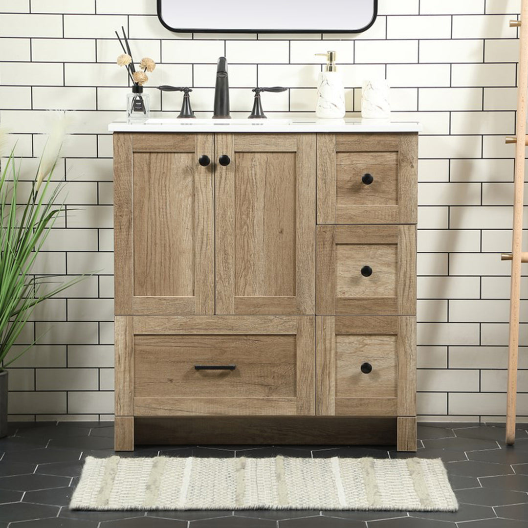 32 Inch Single Bathroom Vanity In Natural Oak Natural Oak Finish - KITCHEN & BATH by Joshua Marshal