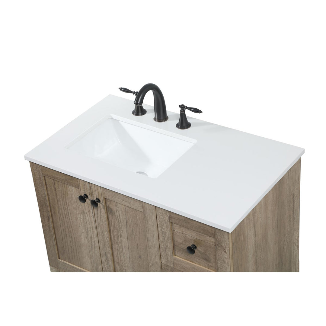 32 Inch Single Bathroom Vanity In Natural Oak - View 6 - Joshua Marshal