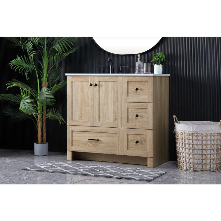 36 Inch Single Bathroom Vanity In Mango Wood - View 2 - Joshua Marshal