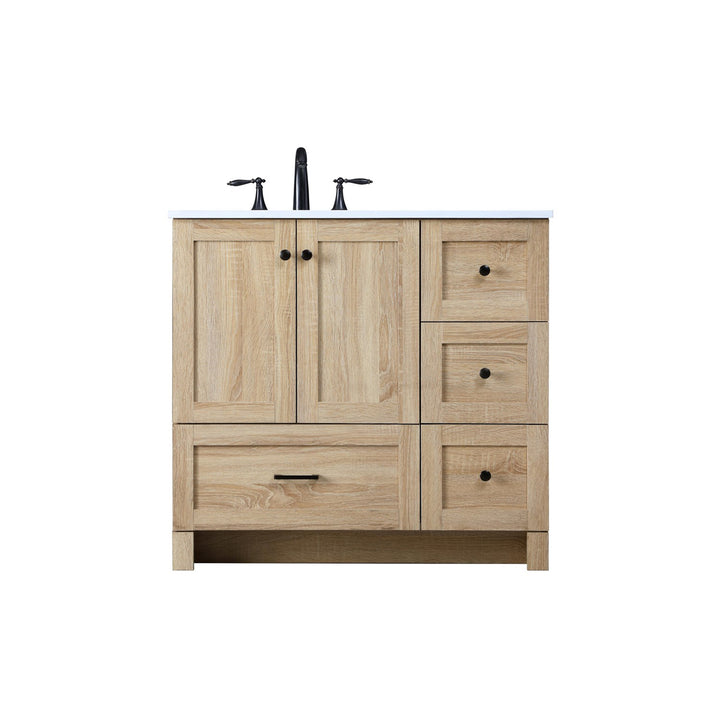36 Inch Single Bathroom Vanity In Mango Wood - View 3 - Joshua Marshal