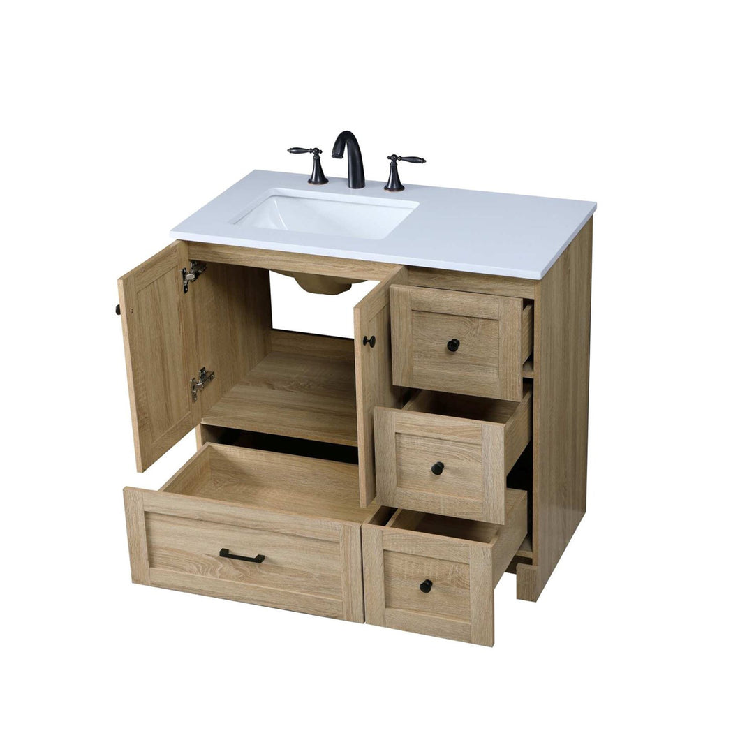 36 Inch Single Bathroom Vanity In Mango Wood - View 4 - Joshua Marshal
