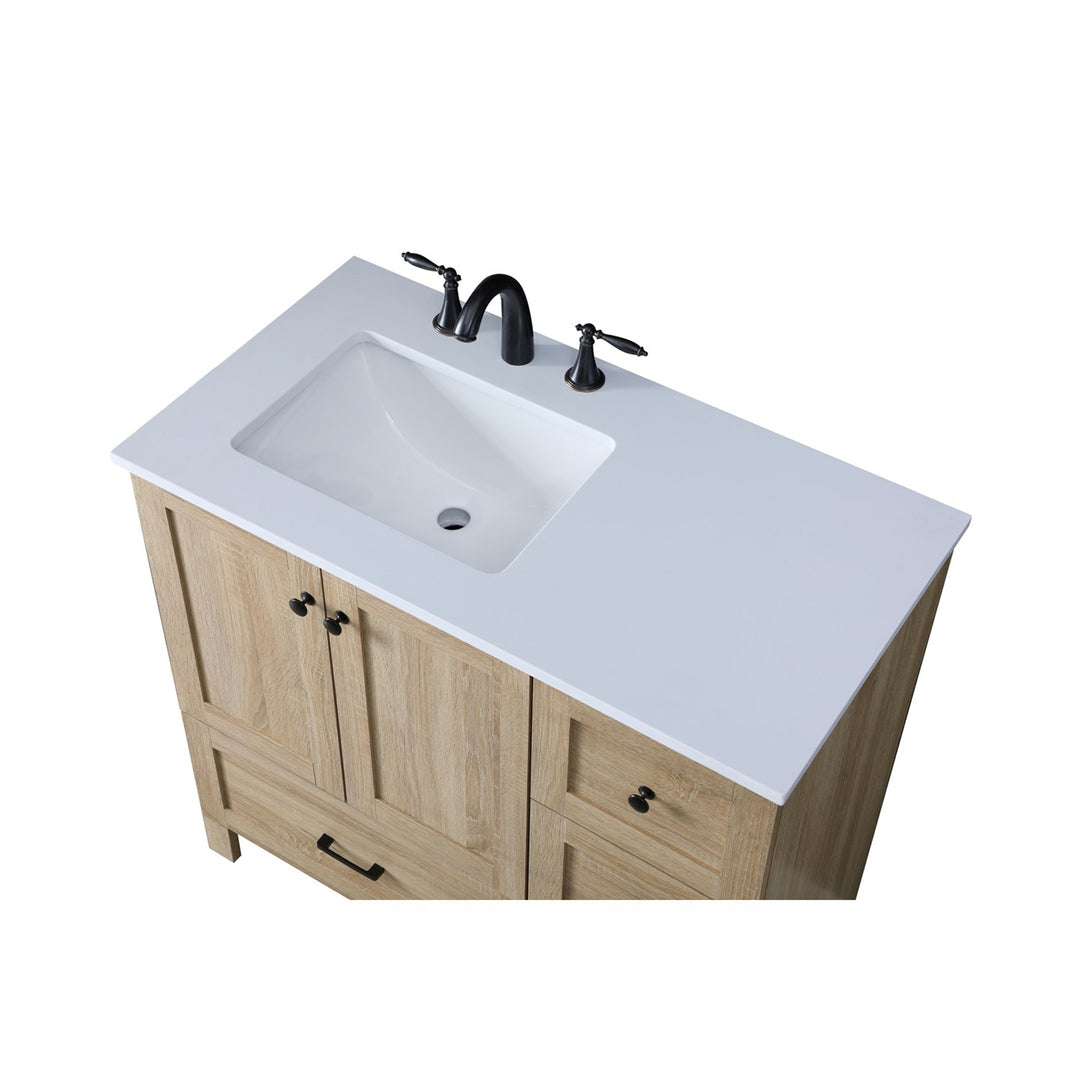36 Inch Single Bathroom Vanity In Mango Wood - View 5 - Joshua Marshal