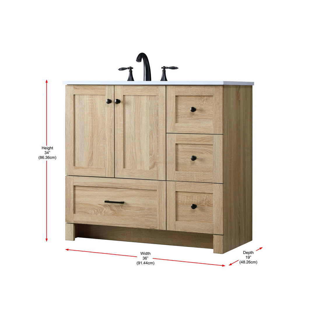 36 Inch Single Bathroom Vanity In Mango Wood - View 6 - Joshua Marshal