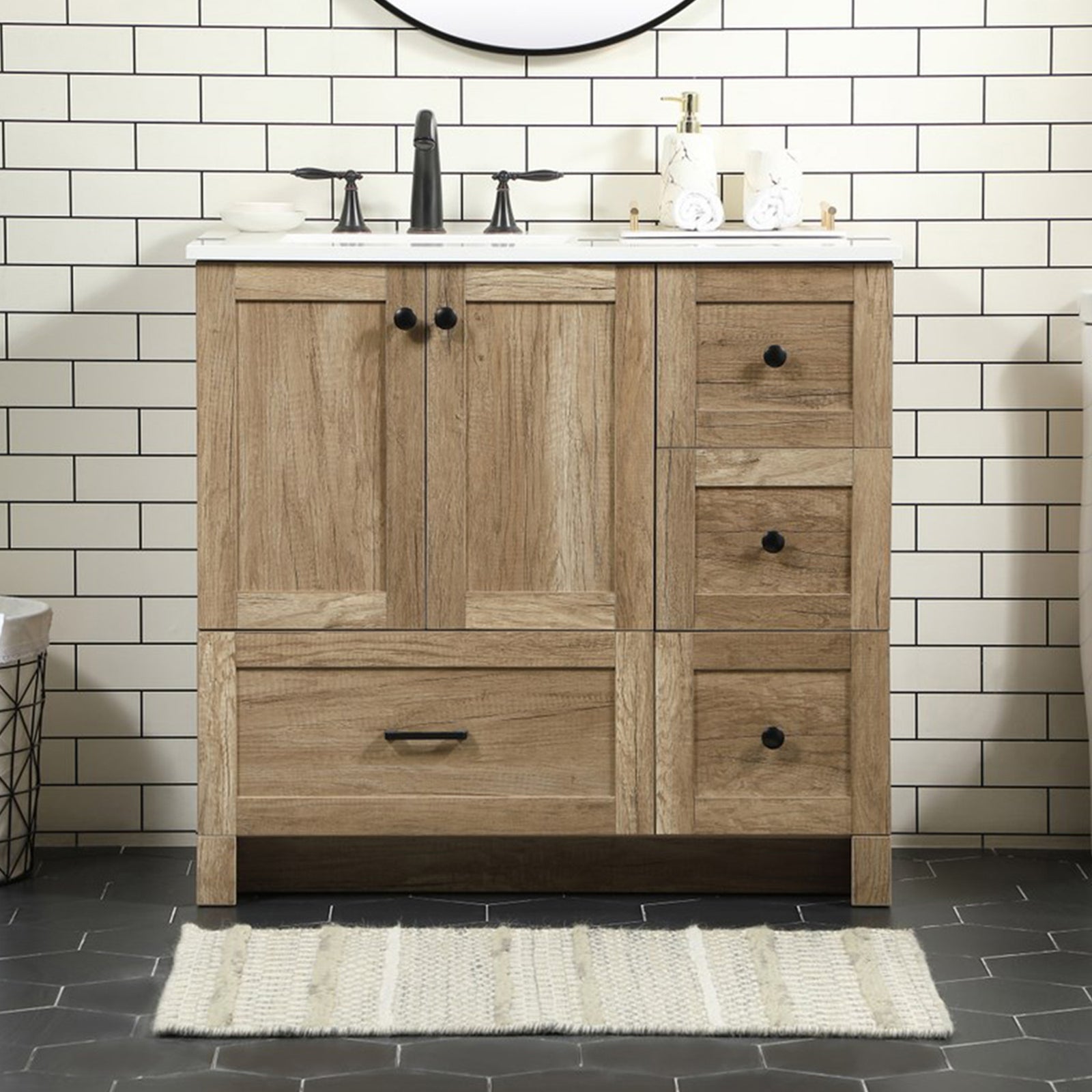 36 Inch Single Bathroom Vanity In Natural Oak Natural Oak Finish - KITCHEN & BATH by Joshua Marshal