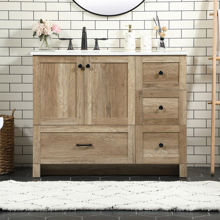 42 Inch Single Bathroom Vanity In Natural Oak Natural Oak Finish - KITCHEN & BATH by Joshua Marshal