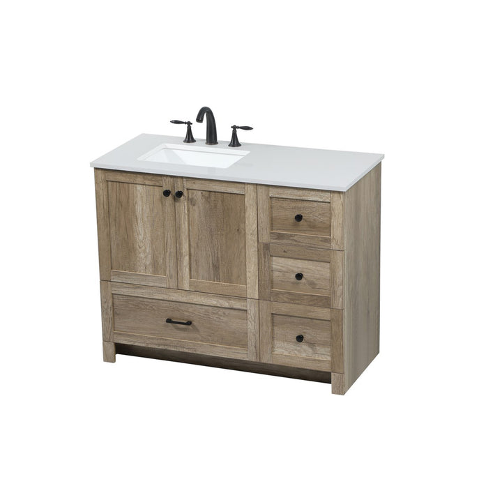 42 Inch Single Bathroom Vanity In Natural Oak - View 4 - Joshua Marshal