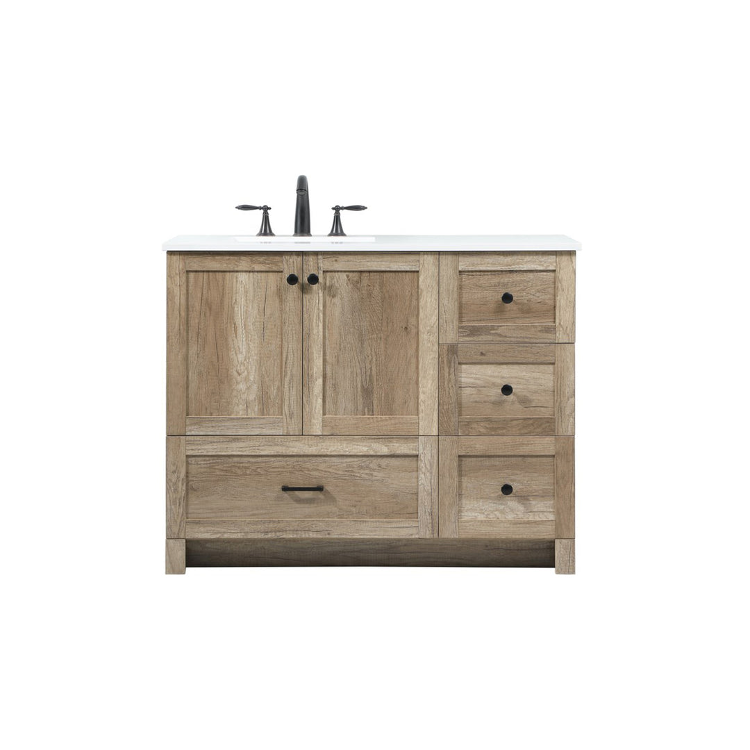 42 Inch Single Bathroom Vanity In Natural Oak - View 5 - Joshua Marshal